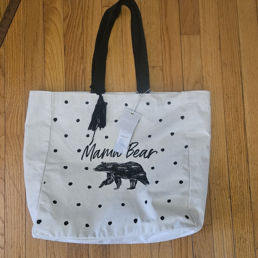 Shabby Chic White and Black Tote Bag